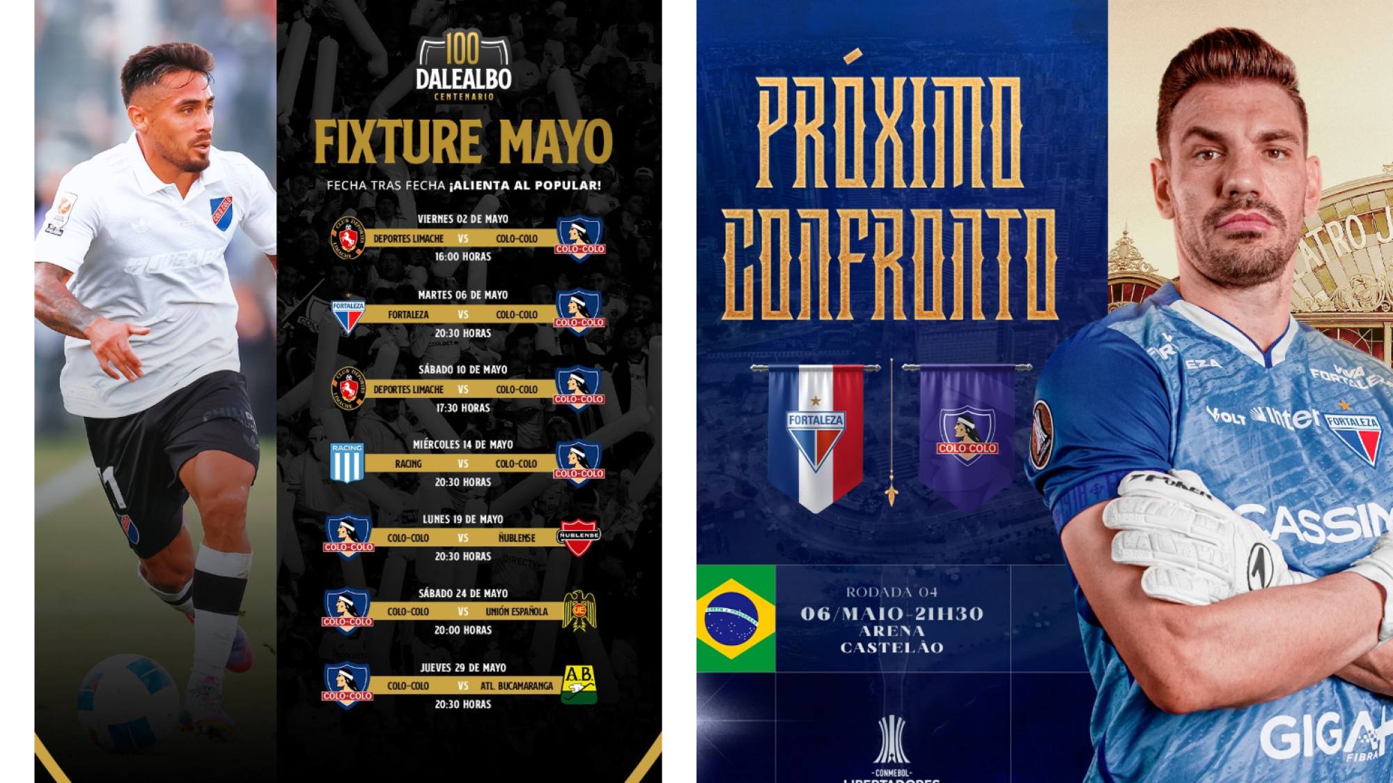 Fortaleza vs Colo Colo, instagram @dalealbocl - facebook @FortalezaEC