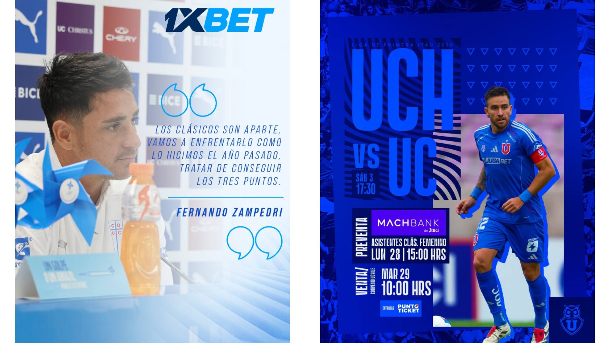 Clásico Universario, instagram @cruzados_oficial y @udechileoficial